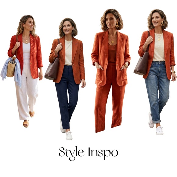 Brooks Brothers Vintage 100% Linen Notched Lapel Blazer Jacket in Red | Size 8 - Picture 2 of 7